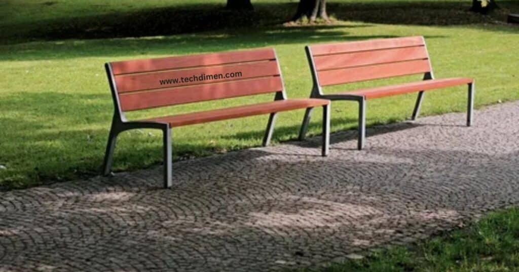 Two Park Benches Side by Side