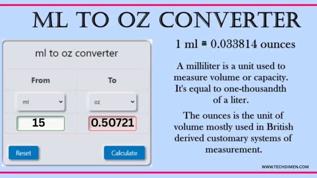 15 ml to oz Conversion